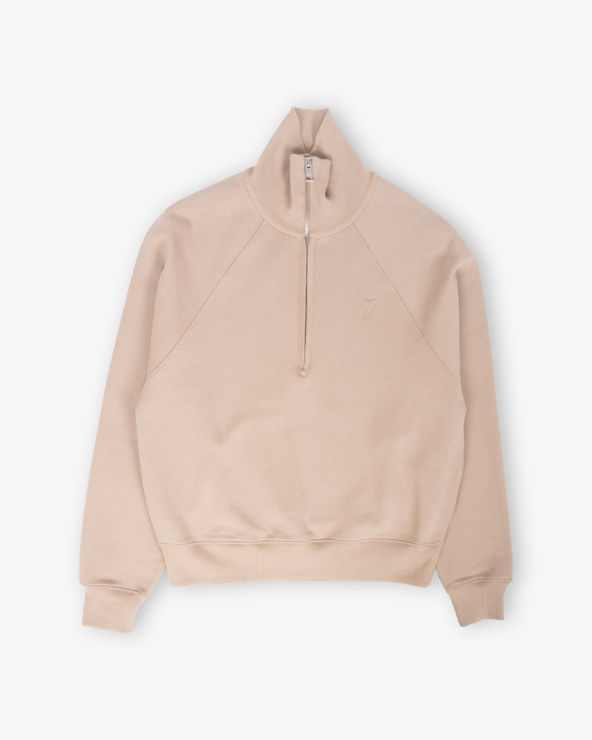 AMI PARIS Zipped Sweatshirt with Tonal Embossed ADC