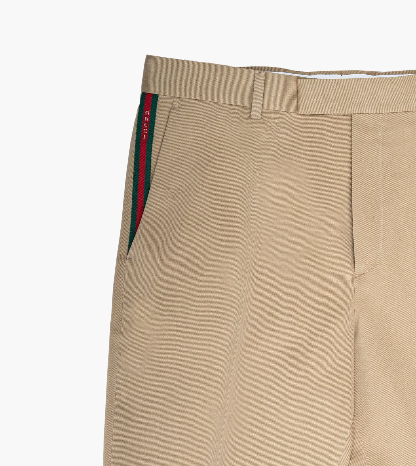 GUCCI Web Triband Cotton Gabardine Trousers
