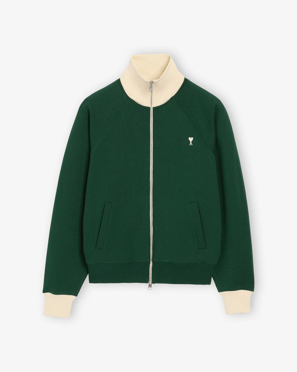 AMI PARIS Bicolor Zipped Sweatshirt with ADC Embroidery