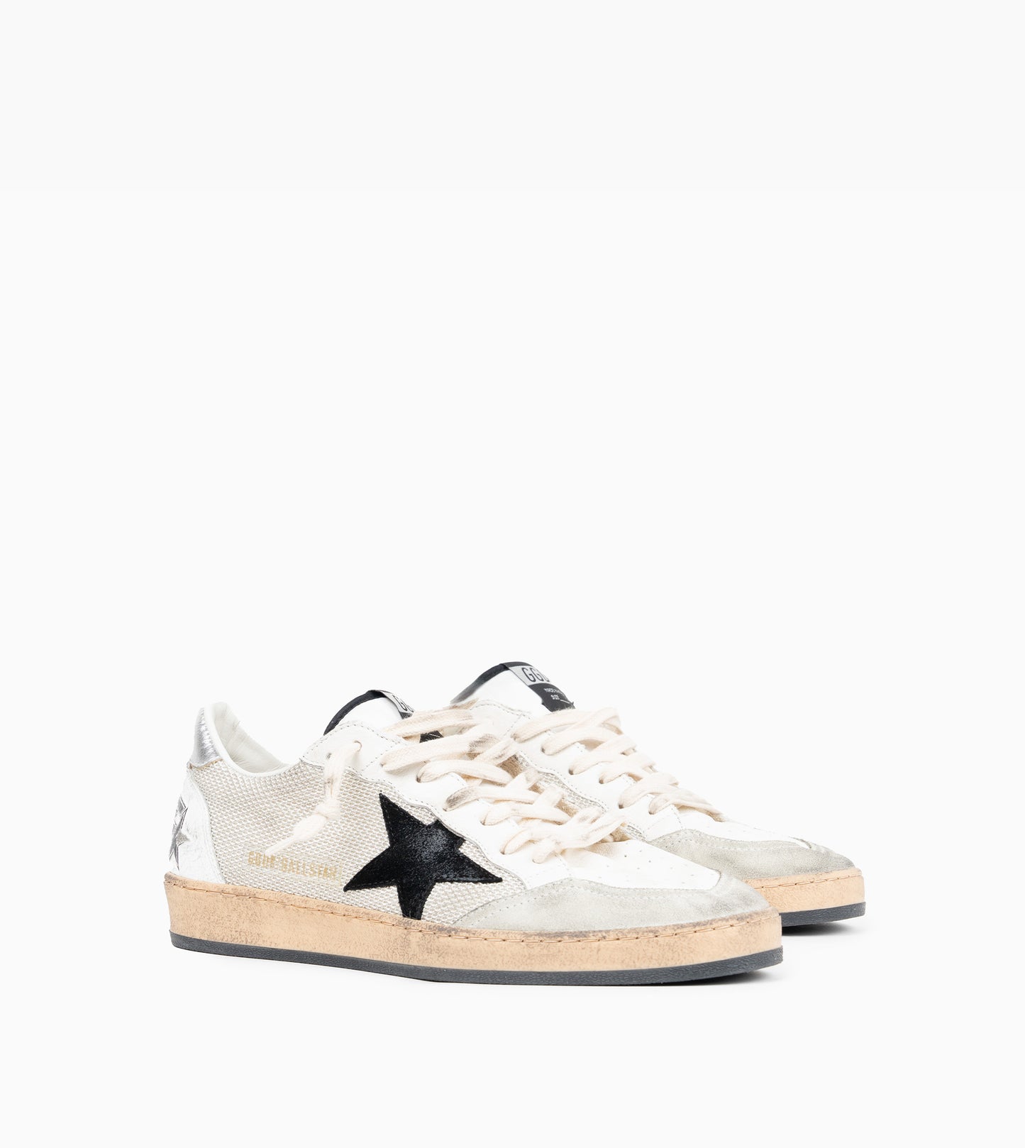 GOLDEN GOOSE BallStar Net Upper Suede Light Silver/Black/White