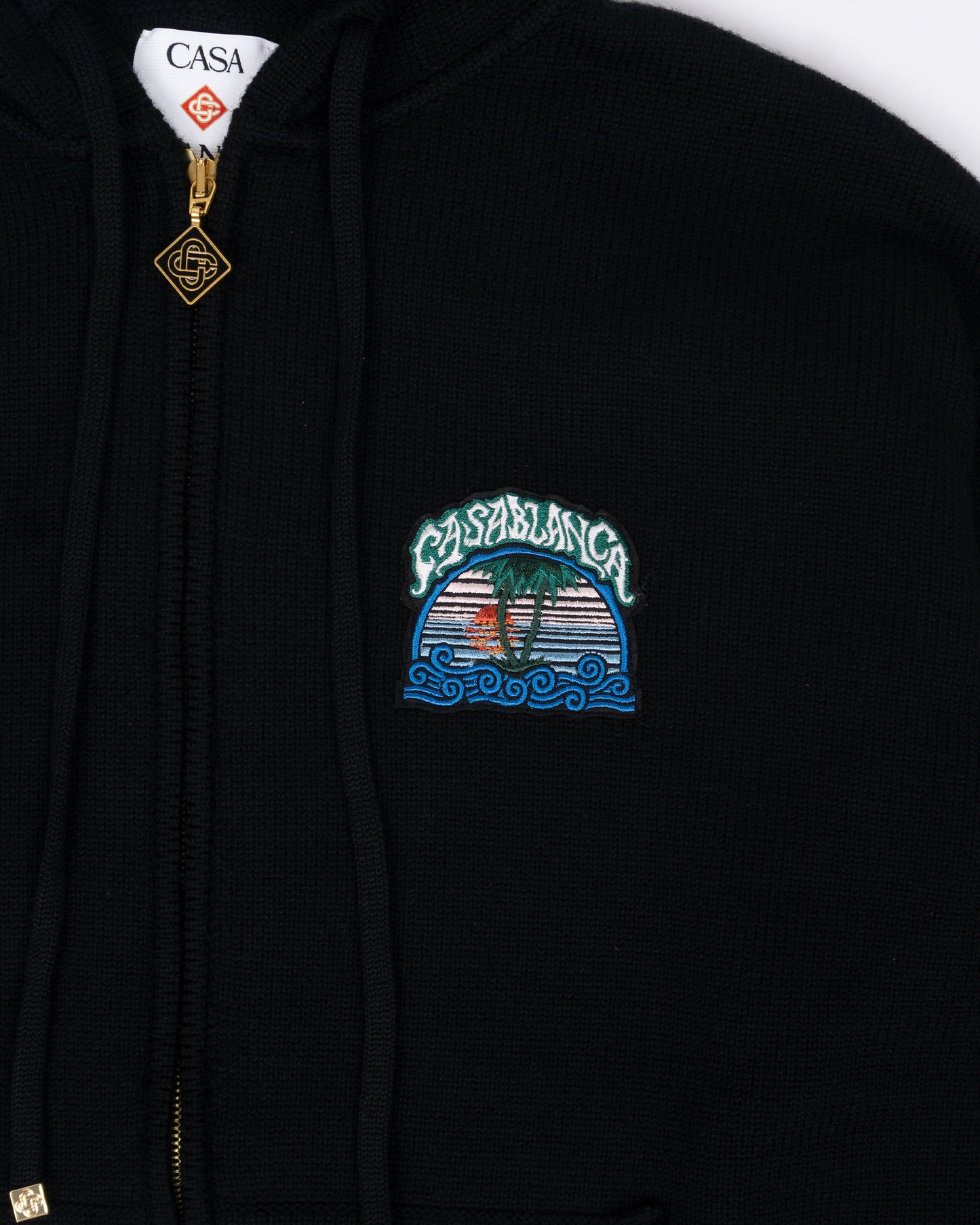 CASABLANCA Palm Tree Emblem Zip Up Hoodie