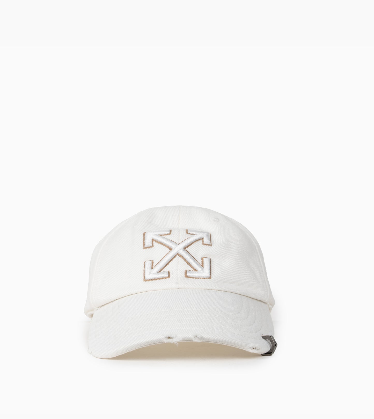 OFF-WHITE Distressed Denim Baseball Cap White Beige