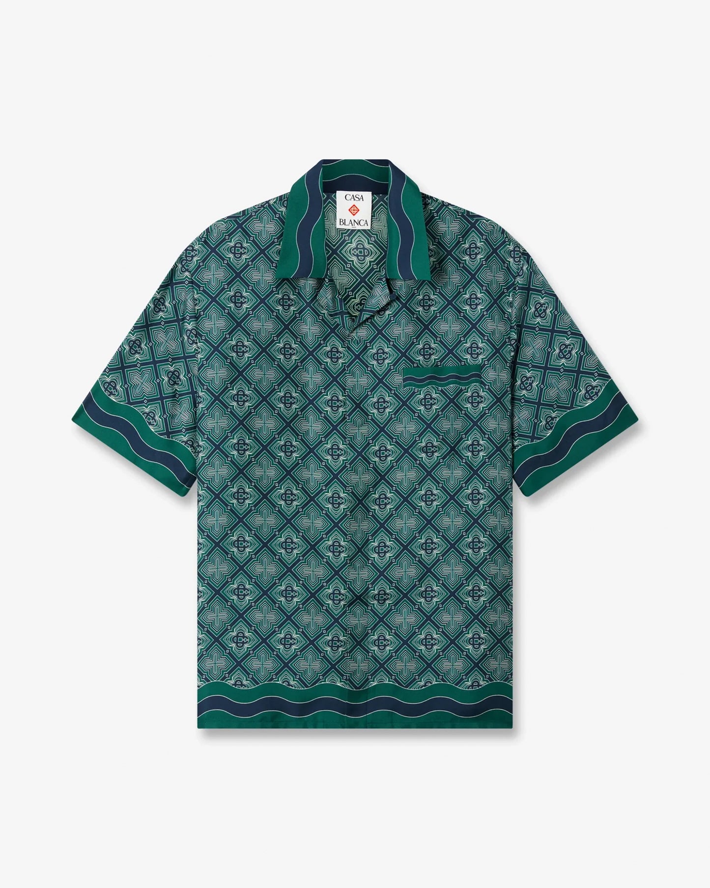 CASABLANCA Radiating Monogram Cuban Collar SS Shirt
