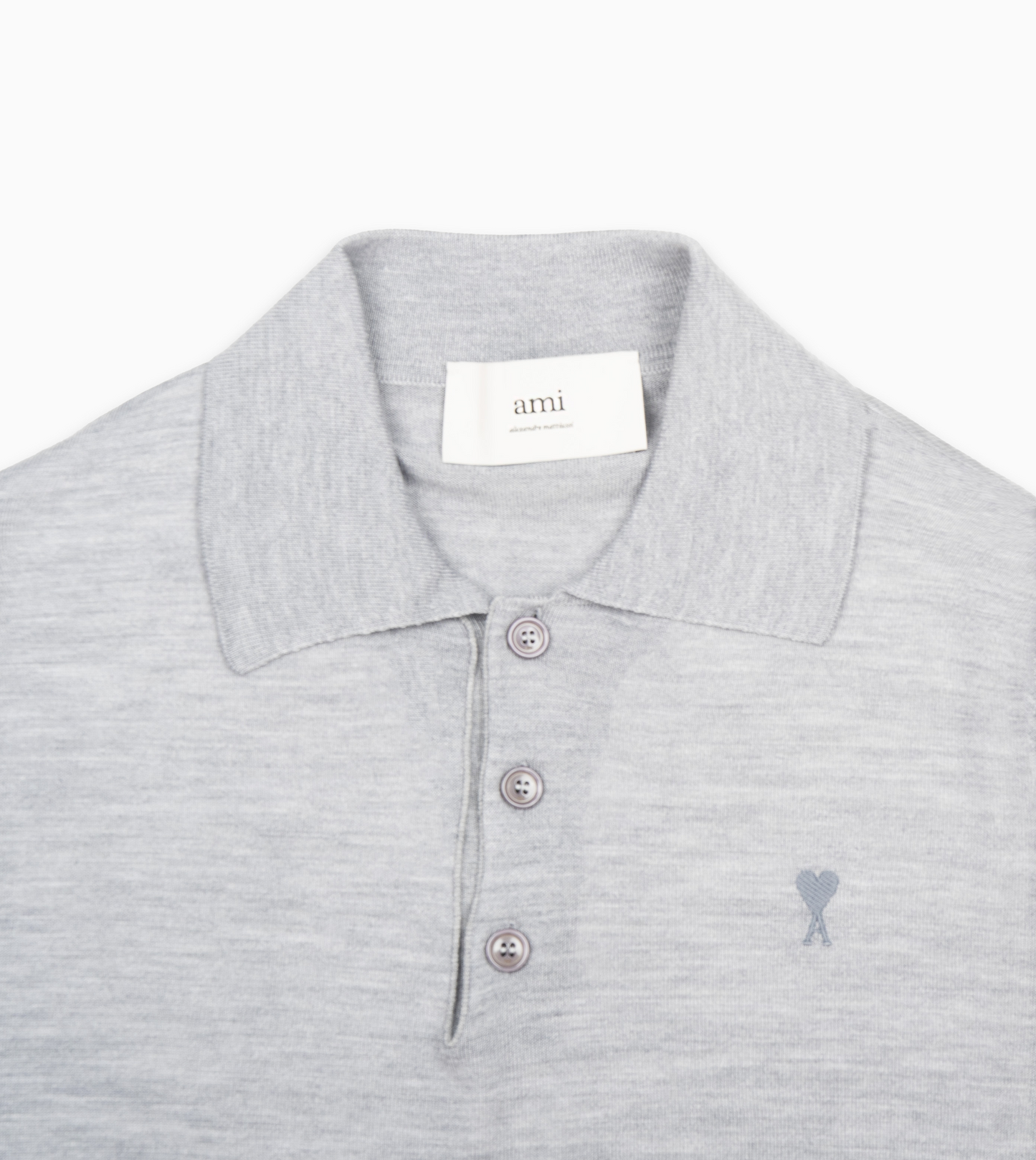 AMI PARIS Polo ML Wool Silk Grey