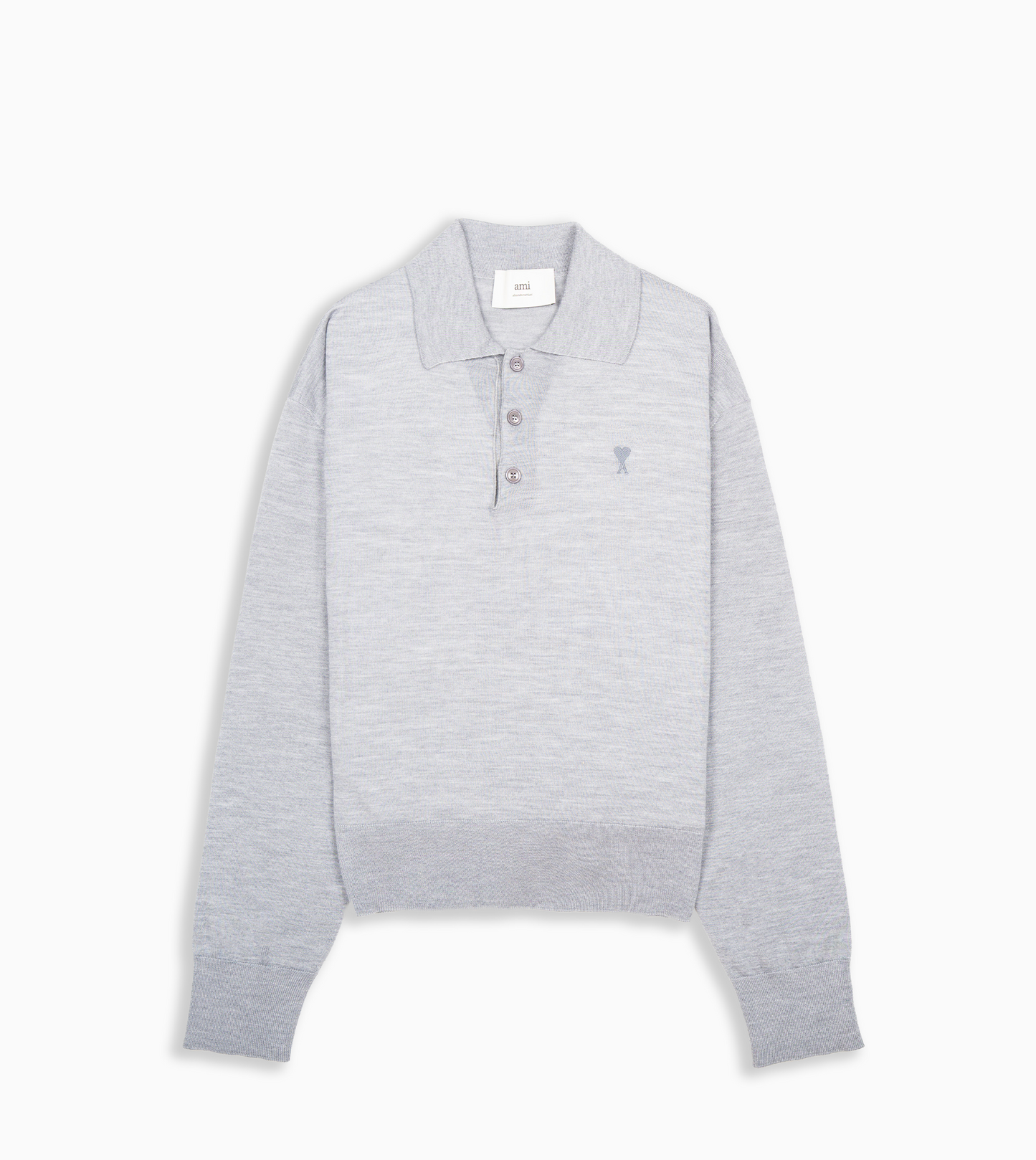 AMI PARIS Polo ML Wool Silk Grey