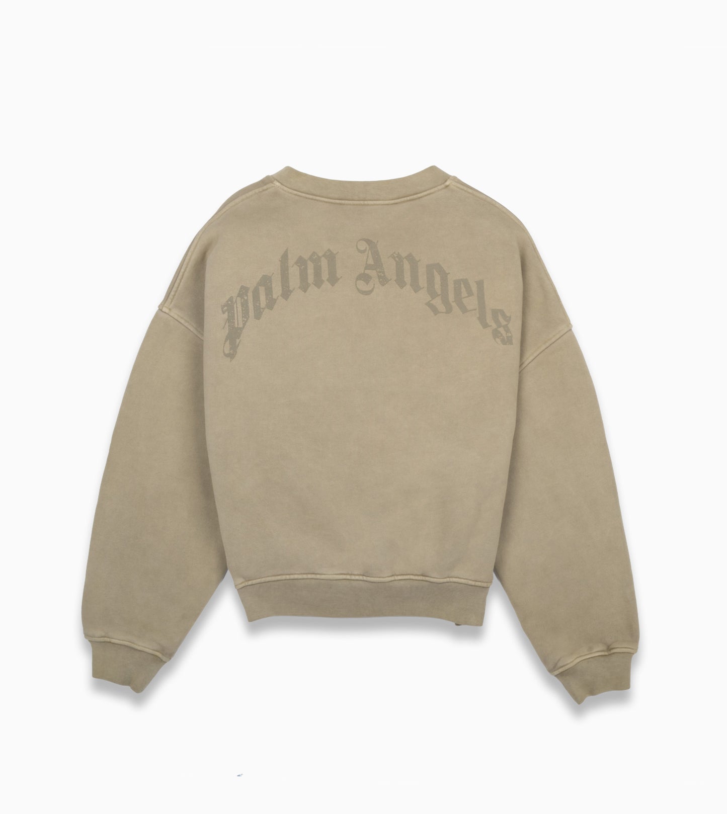 PALM ANGELS Curved Logo Loose Collar Crew Army Green