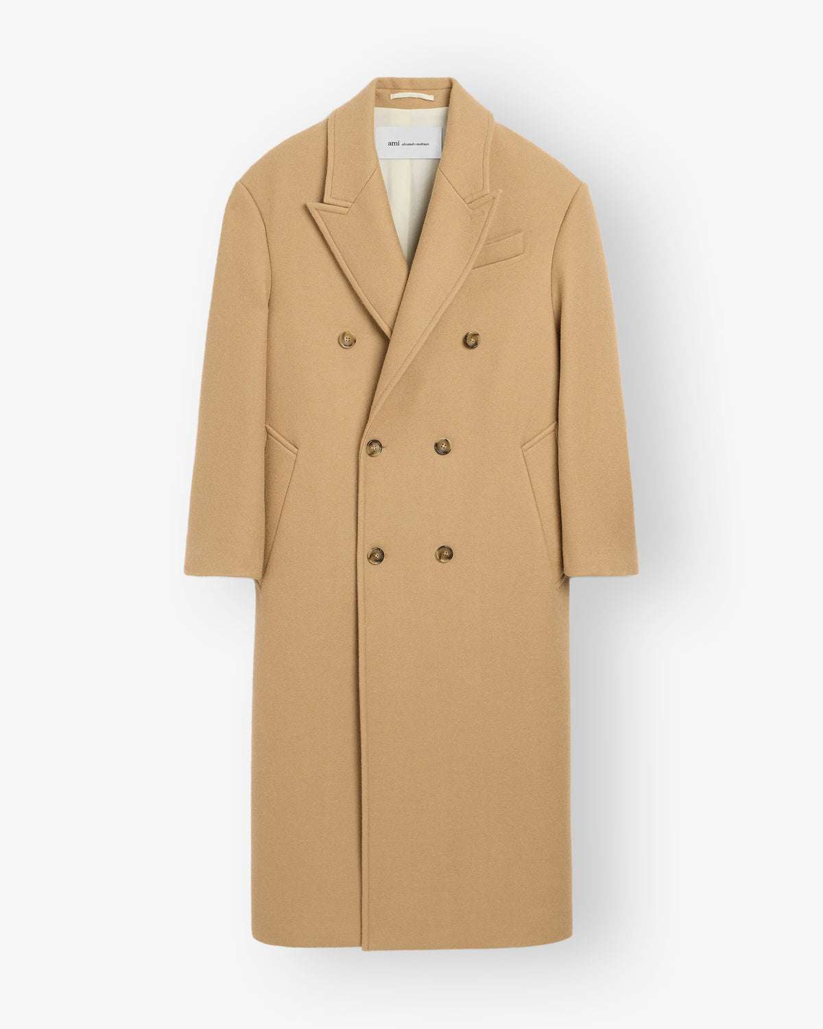 AMI PARIS Classic Double Breasted Coat Beige