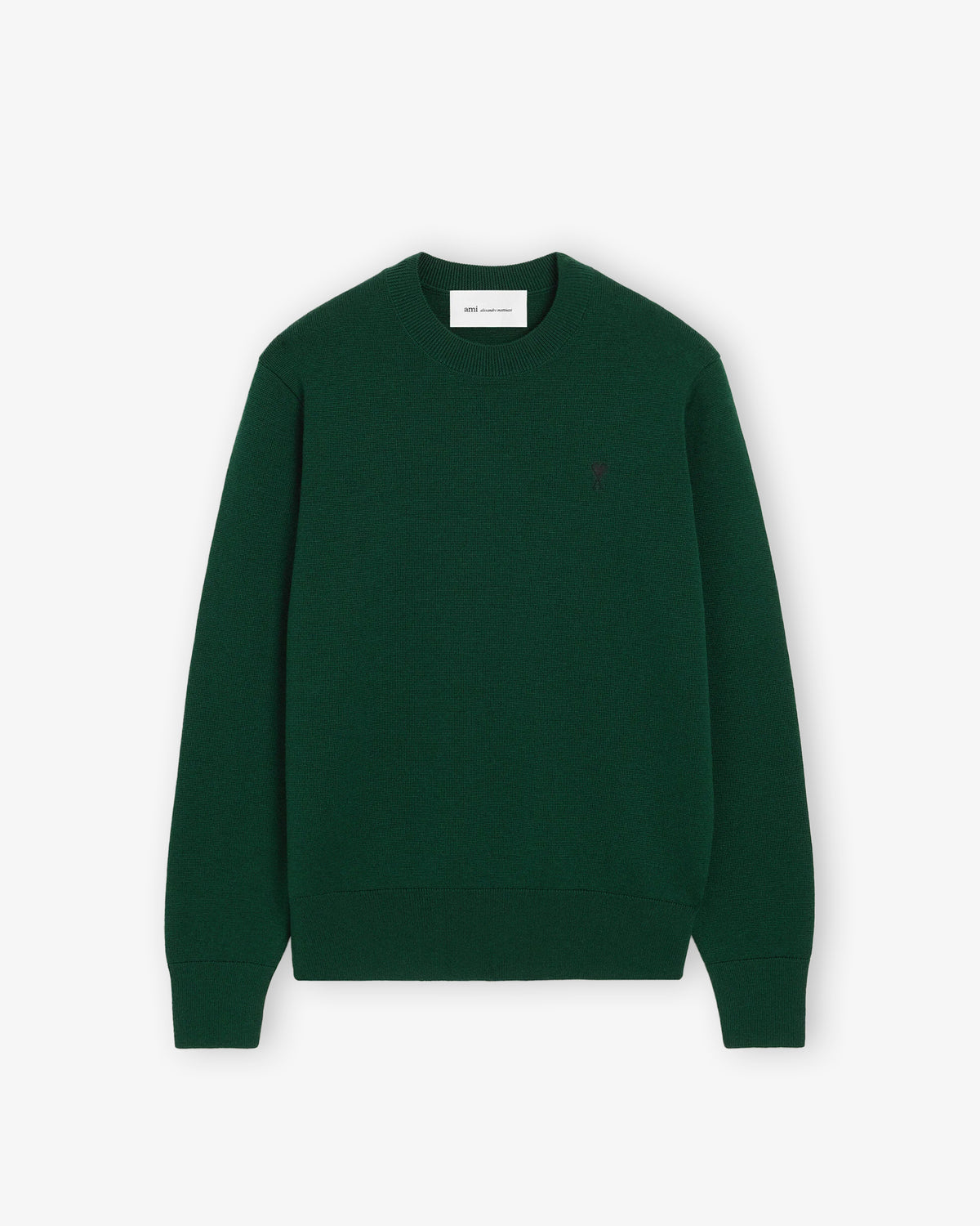AMI PARIS Crewneck Sweater with Ami de Coeur Bottle Green