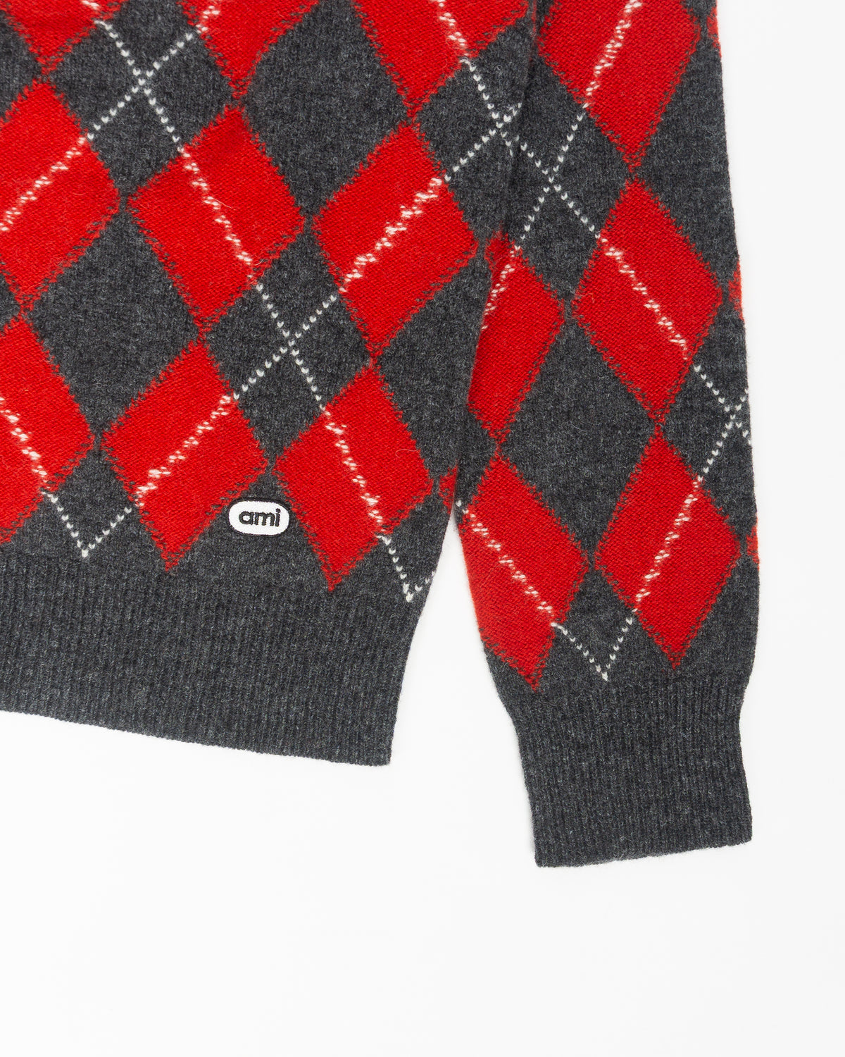 AMI PARIS Zipped Collar Sweater with Ami Bouclette Oval Patch