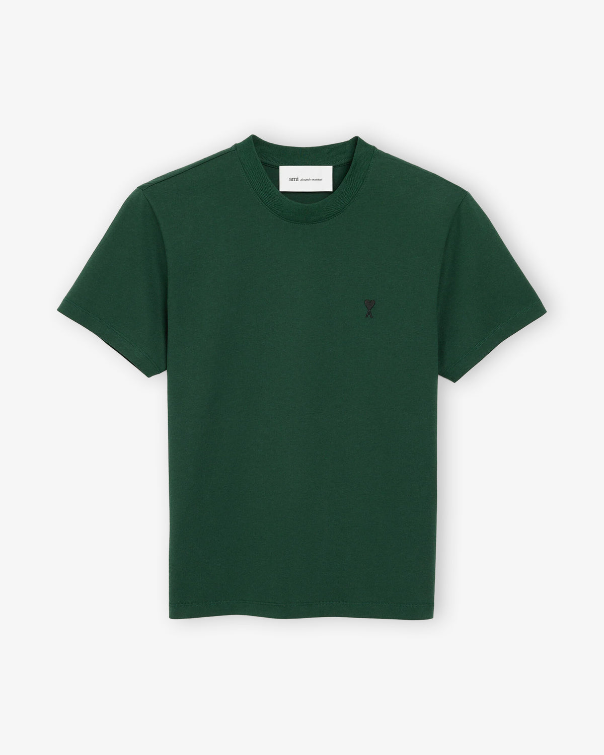 AMI PARIS Tshirt with Contrasted Ami de Coeur Bottle Green