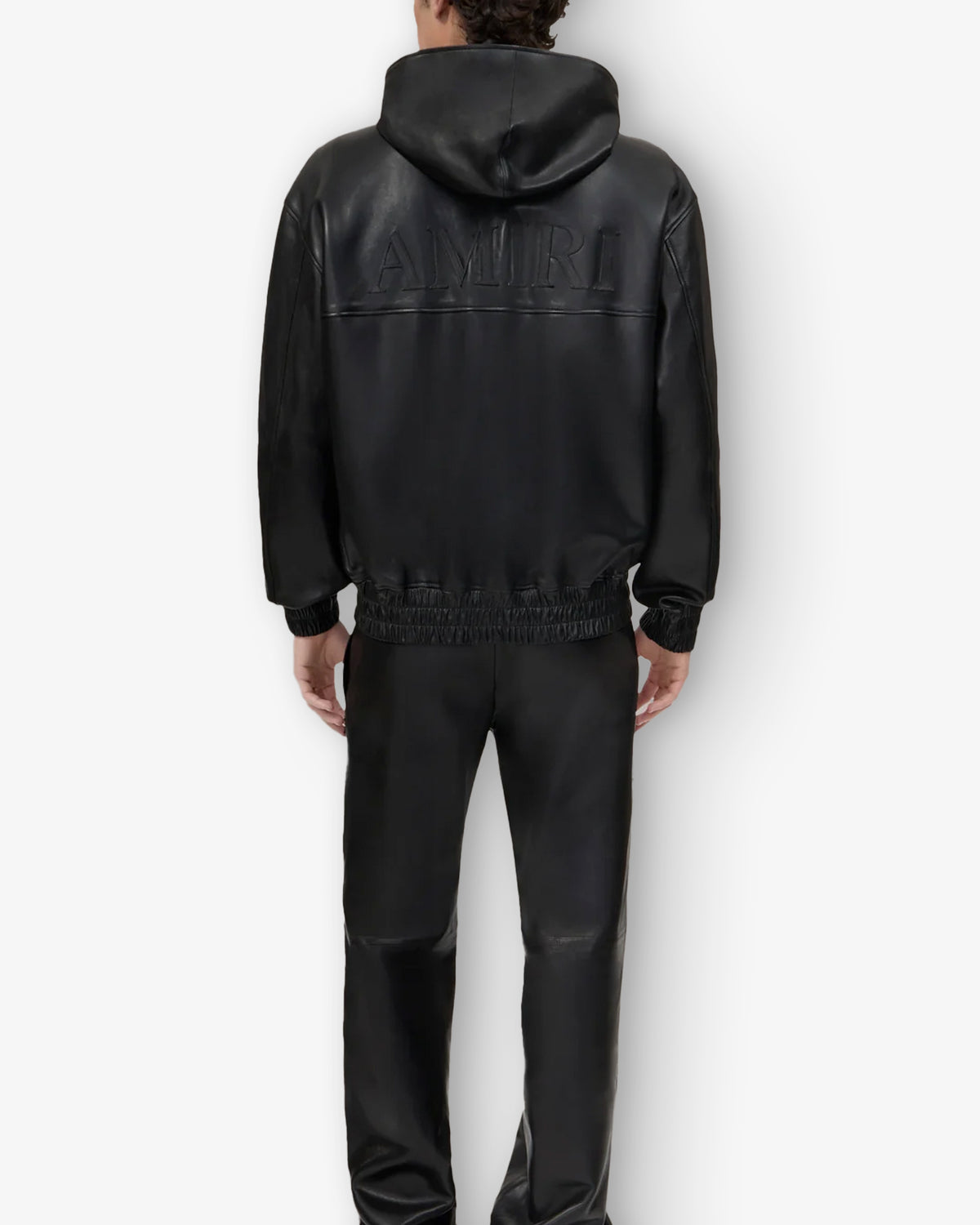 AMIRI SUDADERA DE PIEL CON CREMALLERA NEGRA