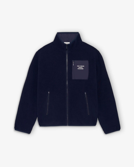 DRÔLE DE MONSIEUR Slogan Zipped Sherpa Jacket