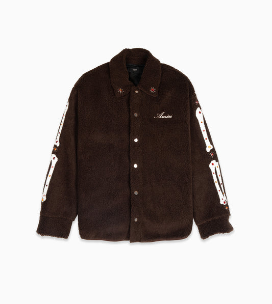 AMIRI BONES Studded Overshirt DK.Brown