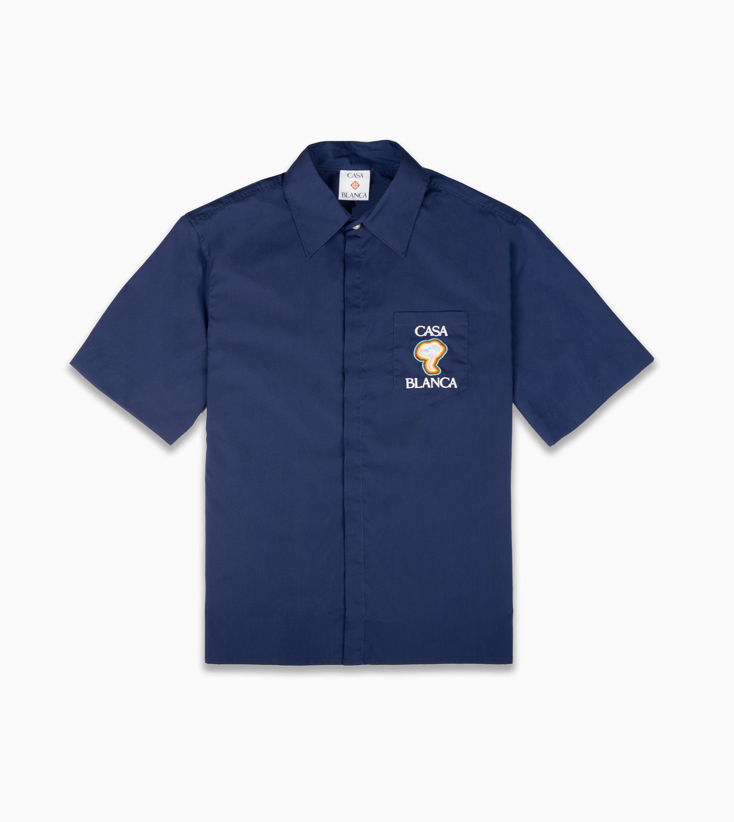 CASABLANCA Short Sleeve Cuban Collar Shirt Navy