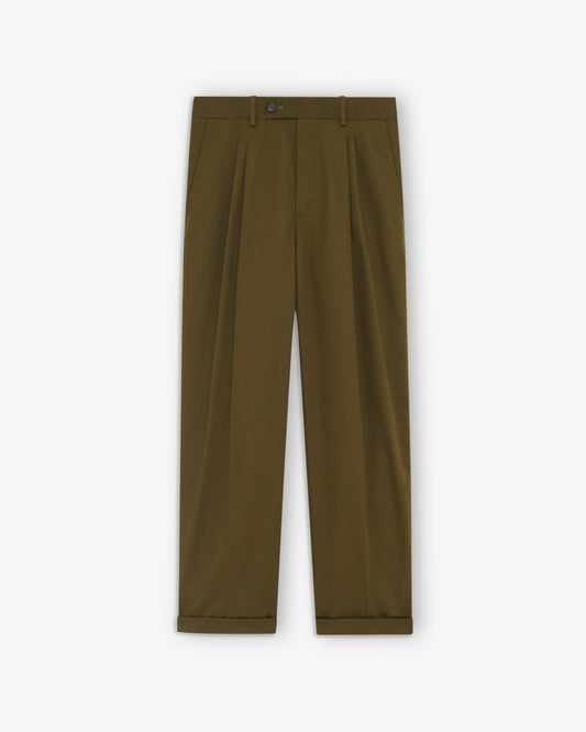 DRÔLE DE MONSIEUR Twill Cropped Pleated Pants