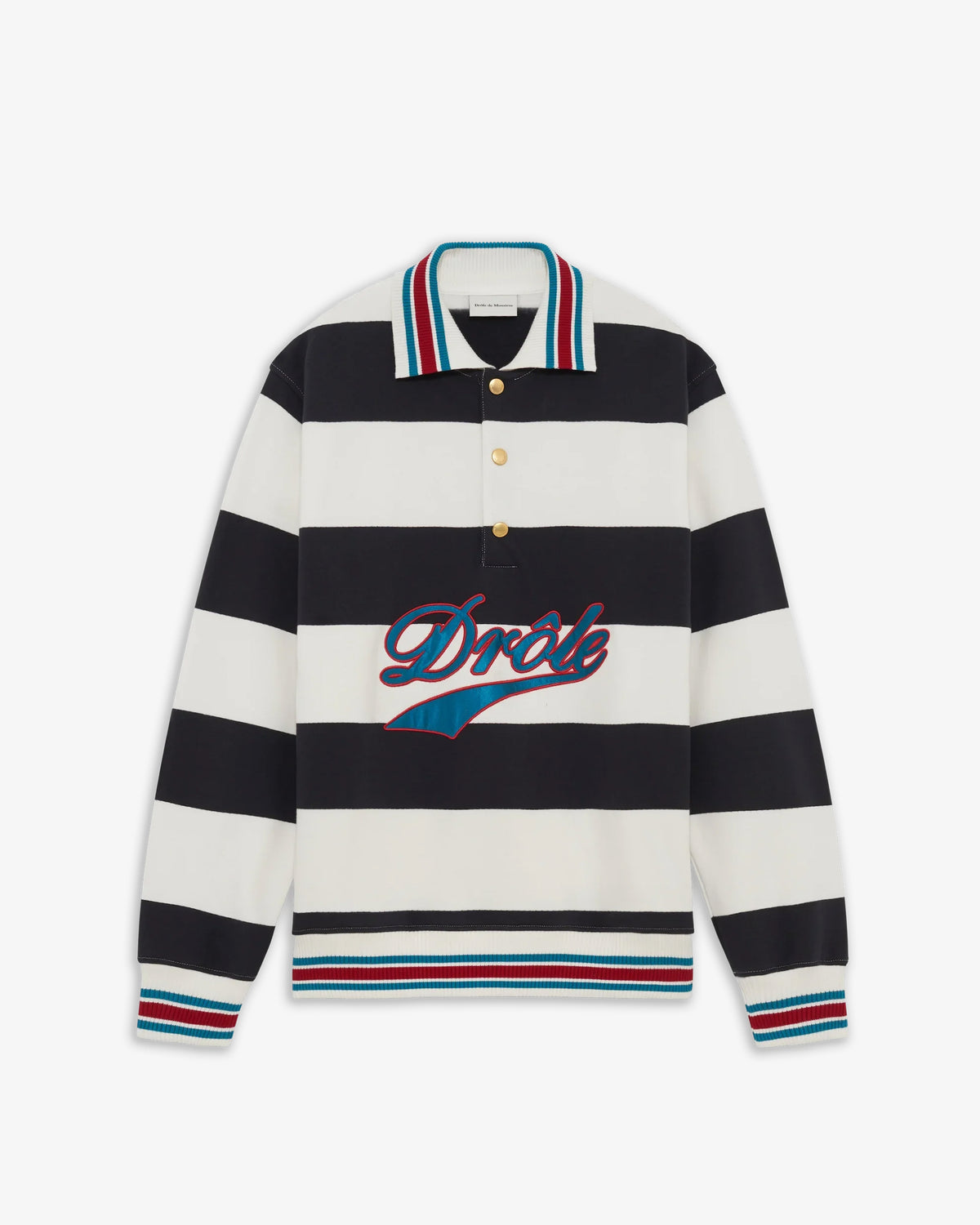 DRÔLE DE MONSIEUR Embroidered Stripes Polo