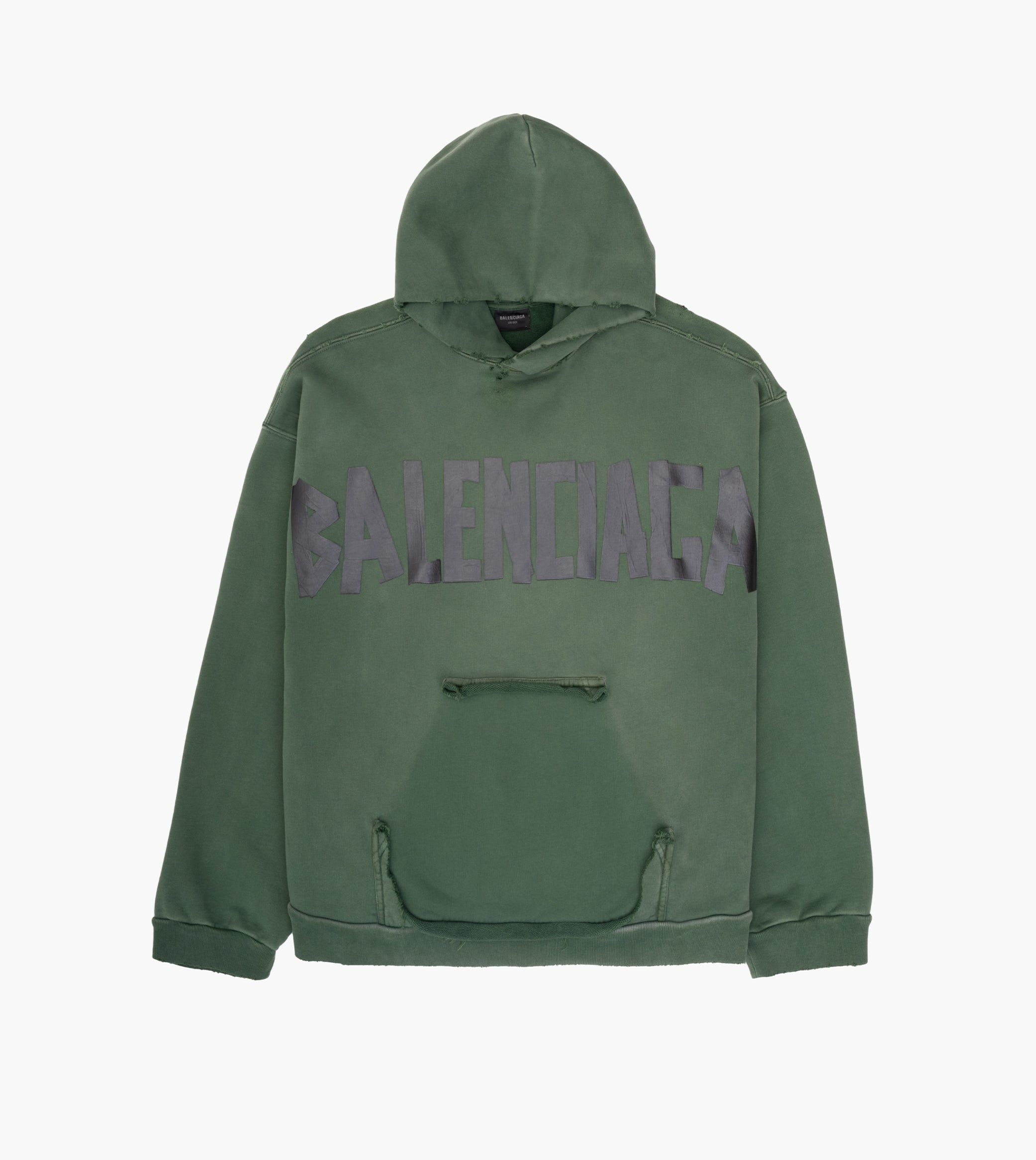 BALENCIAGA 24AW New Tape Type Ripped Pocket パーカー Tape Type Ripped Pocket Hoodie Oversized in Black Faded