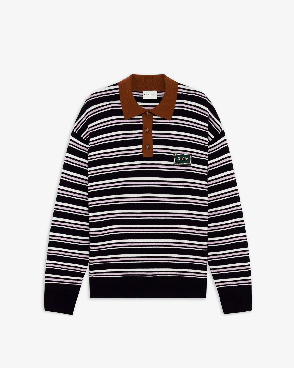 DRÔLE DE MONSIEUR Striped Knitwear Longsleeve Polo
