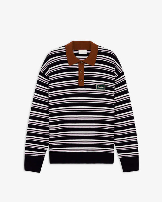 DRÔLE DE MONSIEUR Striped Knitwear Longsleeve Polo