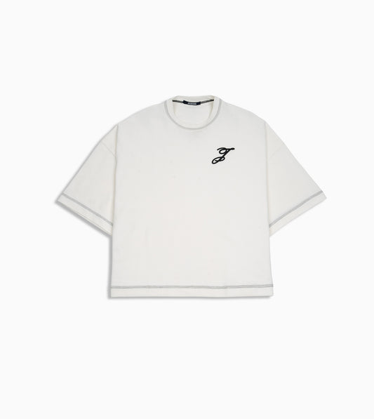 JACQUEMUS Le Tshirt Letro Blanco roto