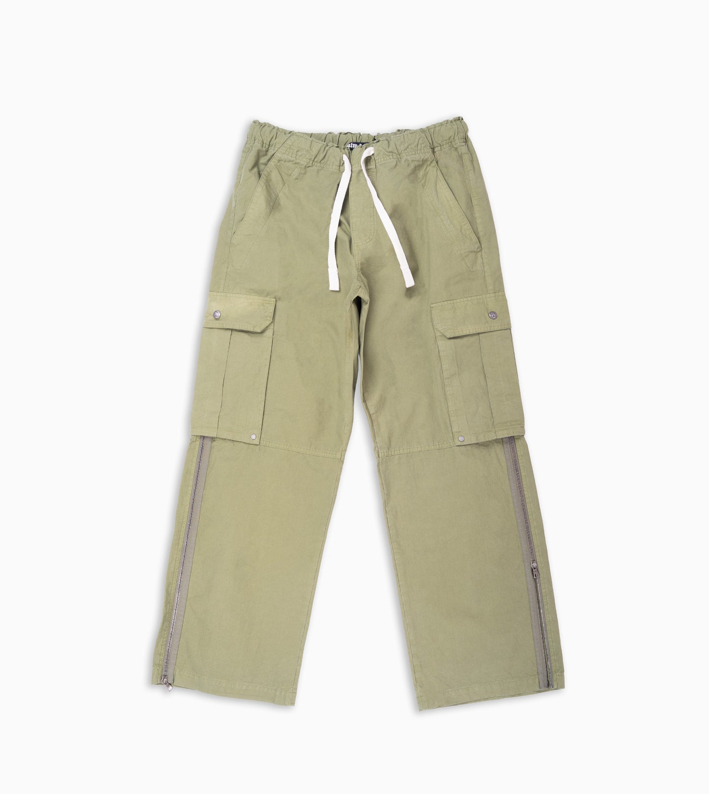 PALM ANGELS Curved Logo Cargo Pants Green