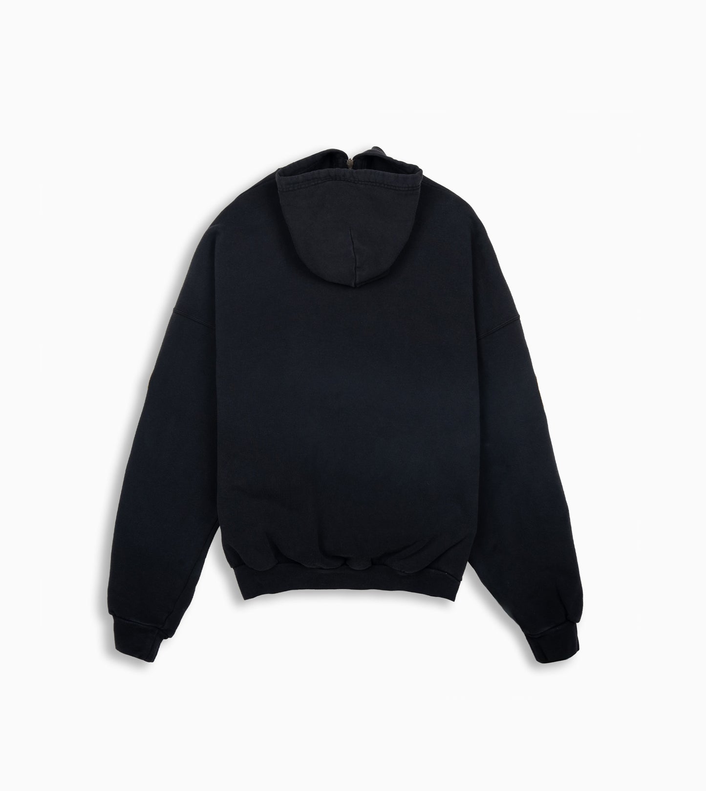BALENCIAGA Uniform Patch Zip-up Hoodie Large Fit in Black Faded