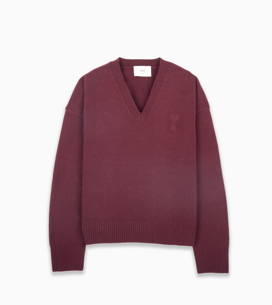 AMI Wool V Neck Adc Burgundy