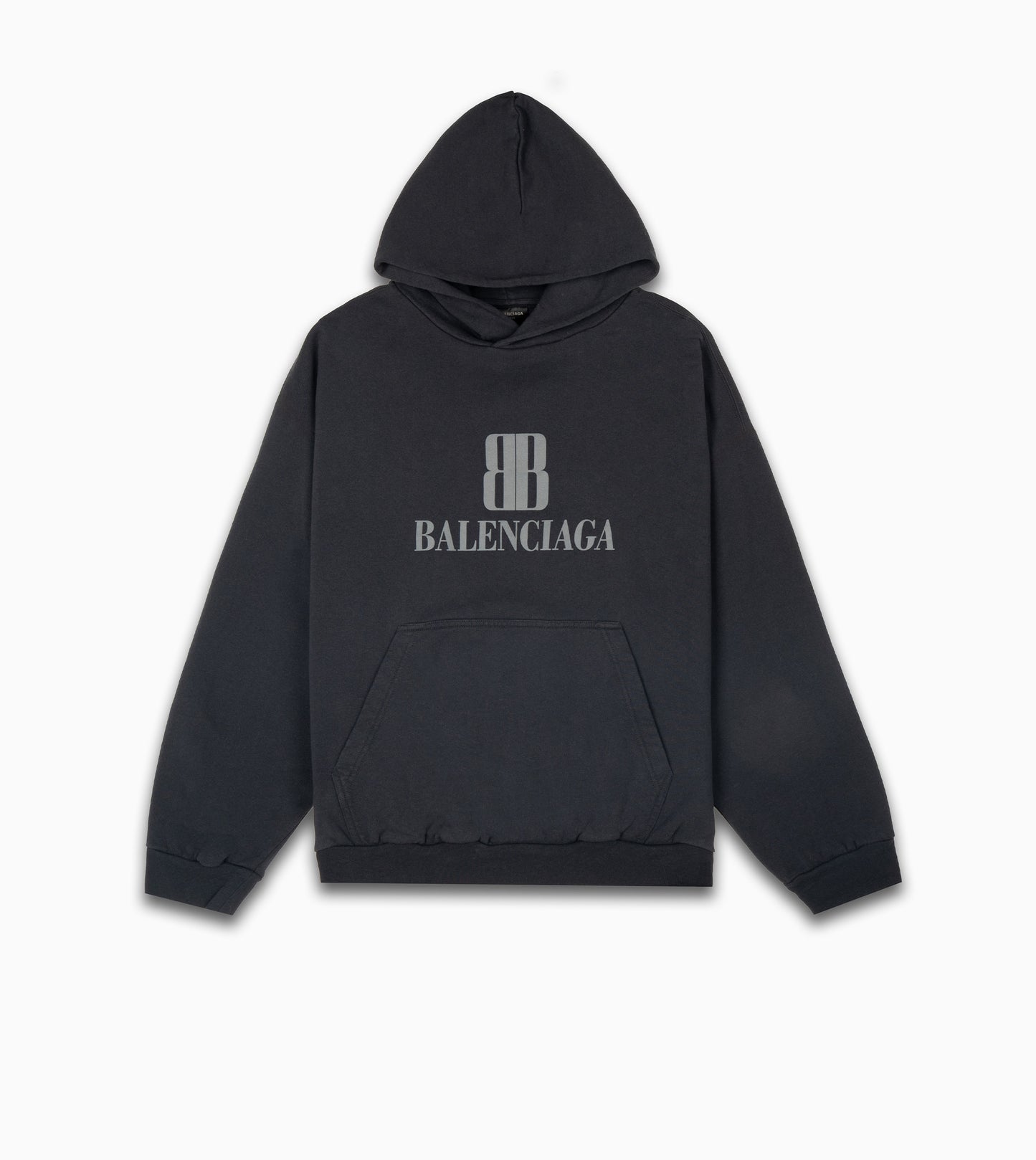 BALENCIAGA Nano Bb Hoodie Medium Fit in Black Faded