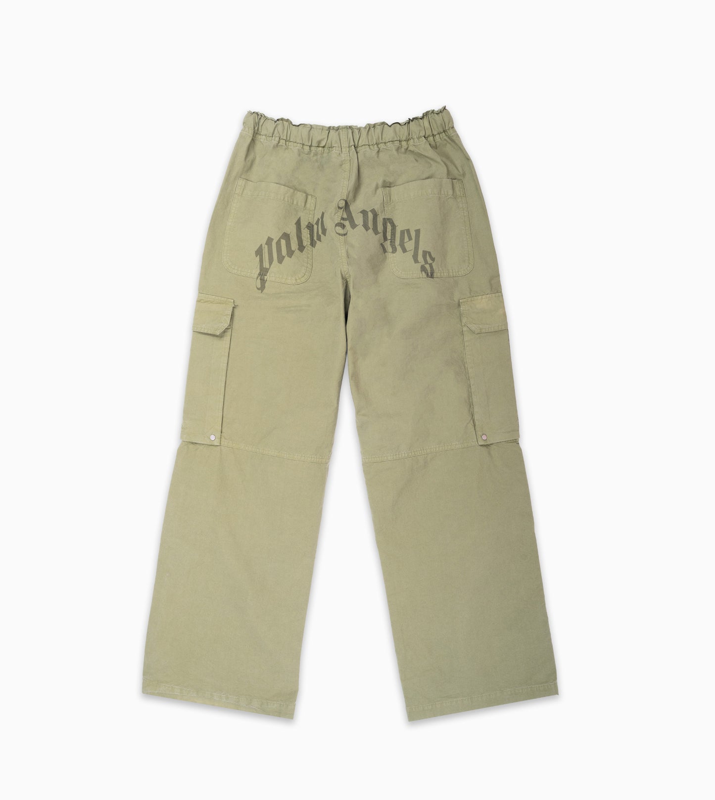 PALM ANGELS Curved Logo Cargo Pants Green