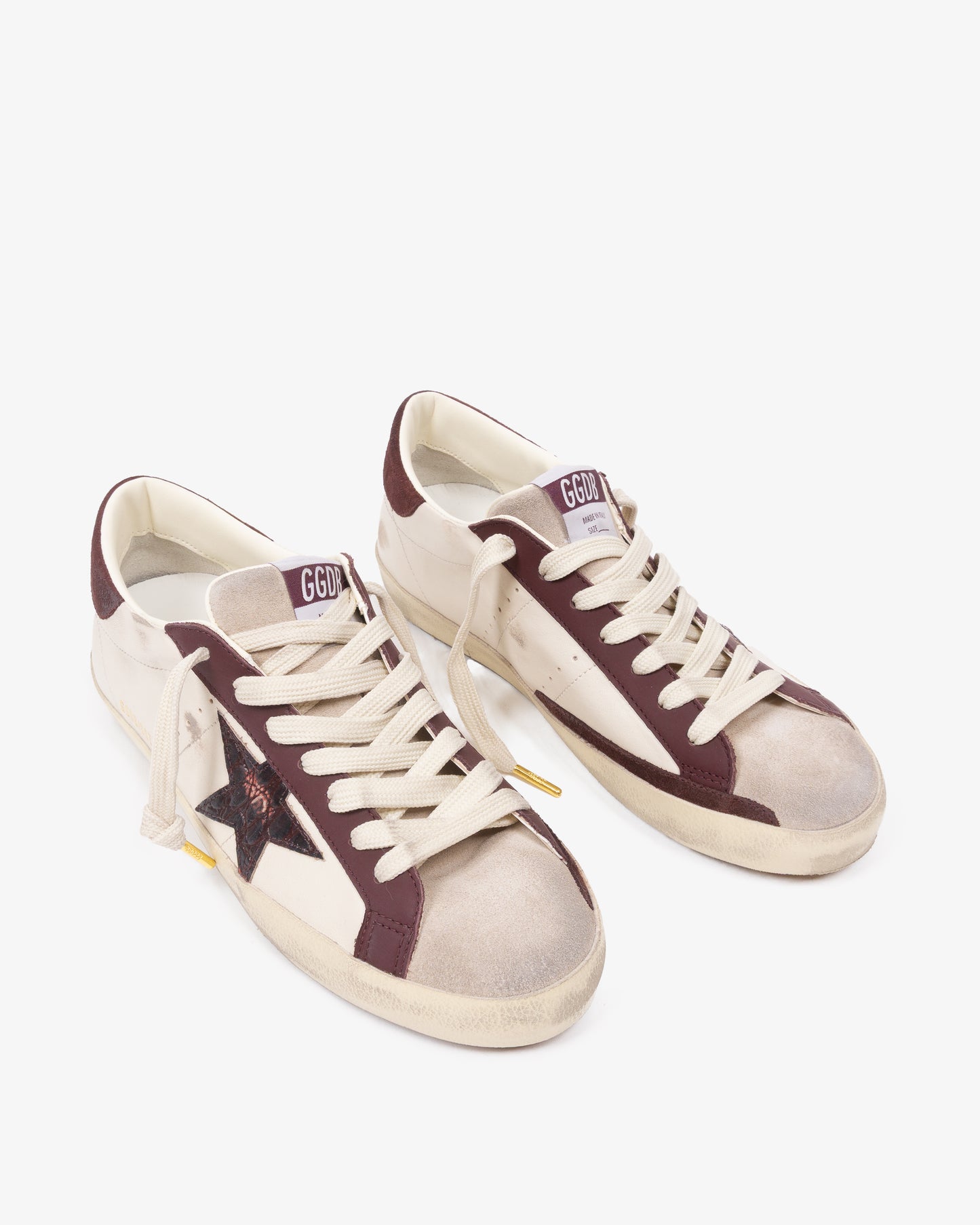 GOLDEN GOOSE SUPER STAR Suede Butter Beige Burgundy