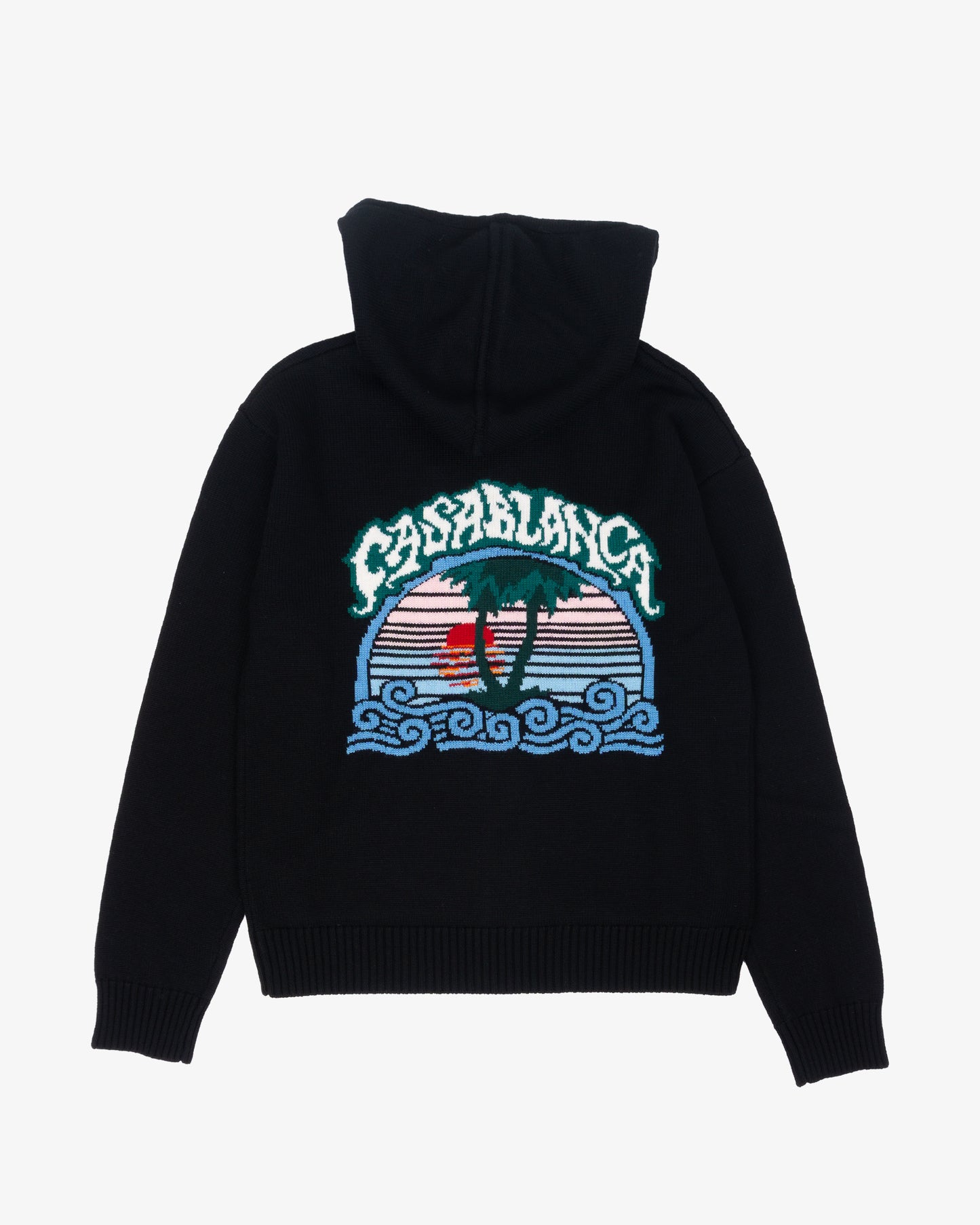 CASABLANCA Palm Tree Emblem Zip Up Hoodie