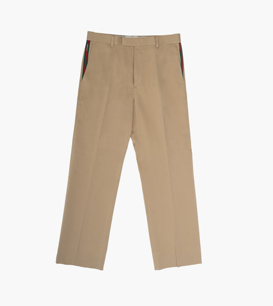 GUCCI Web Triband Cotton Gabardine Trousers