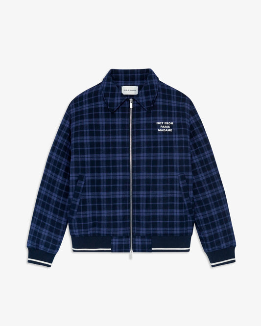 DRÔLE DE MONSIEUR Check Flannel Jacket with Slogan