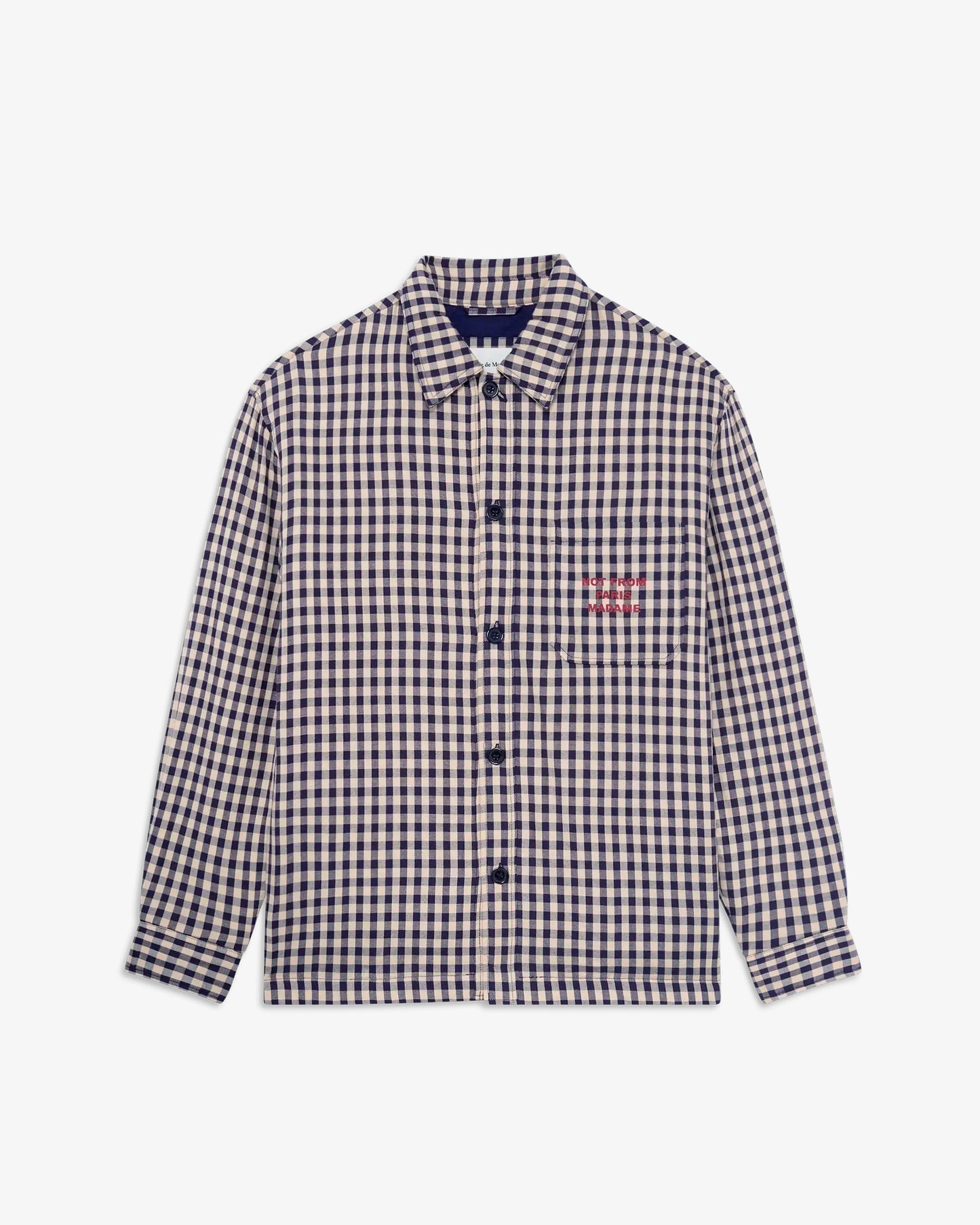 DRÔLE DE MONSIEUR Check Overshirt with Slogan