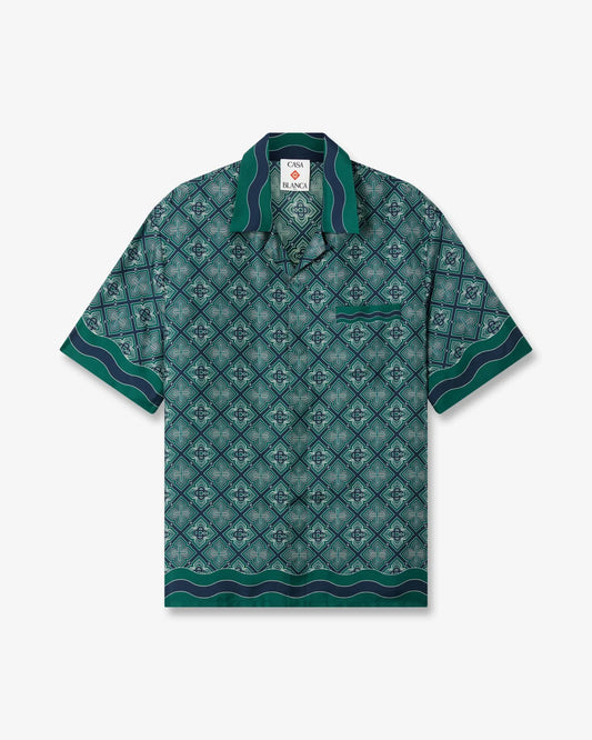 CASABLANCA Radiating Monogram Cuban Collar SS Shirt