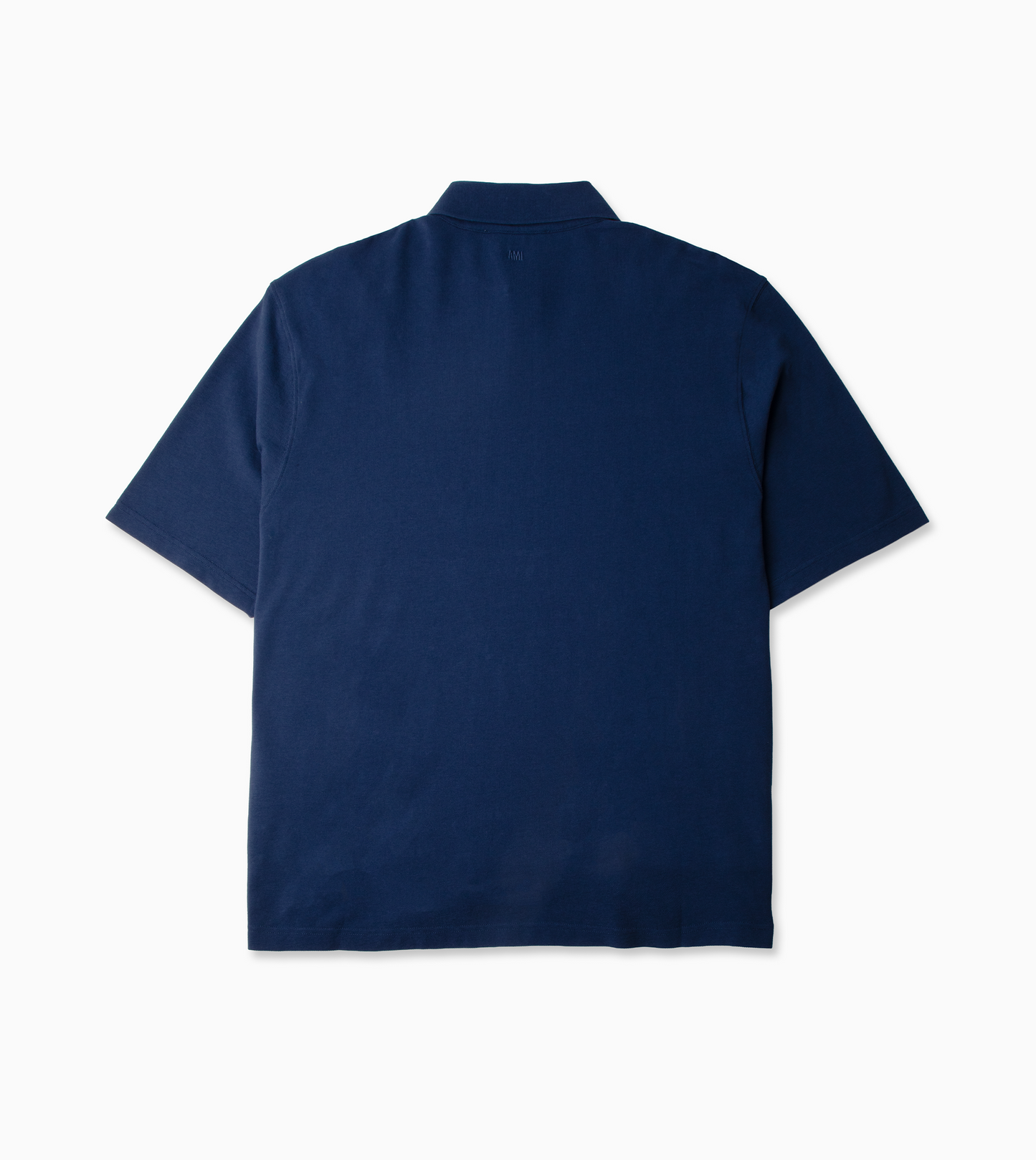 AMI PARIS Boxy Fit Polo Ami de Coeur Knitted Patch Bleu