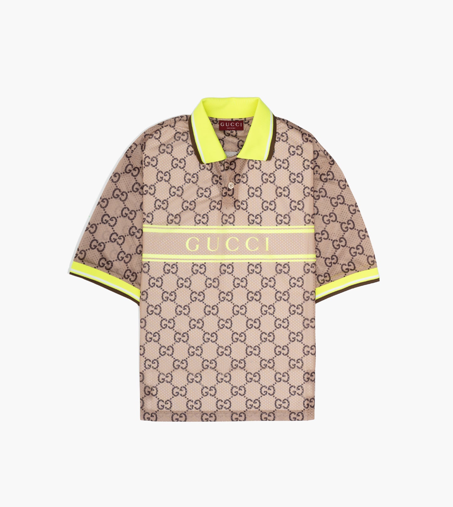 GUCCI Polyester Mesh Polo Shirt with GG print