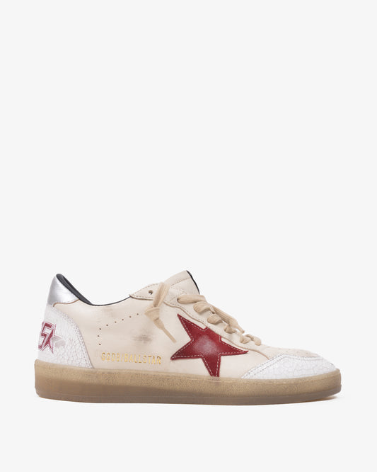 GOLDEN GOOSE BALLSTAR Nappa Butter Beige Red Silver