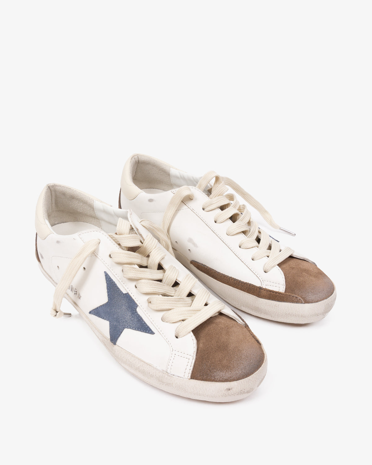GOLDEN GOOSE SUPER STAR Leather White Brown Blue