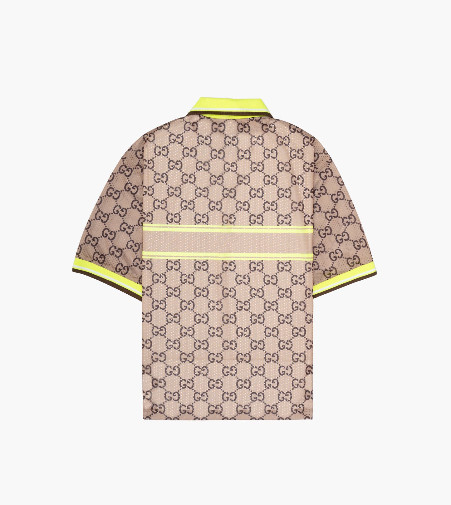 GUCCI Polyester Mesh Polo Shirt with GG print