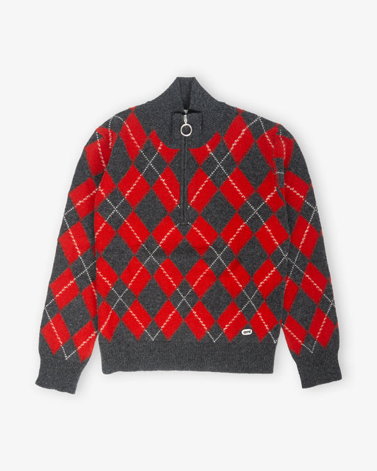 AMI PARIS Zipped Collar Sweater with Ami Bouclette Oval Patch