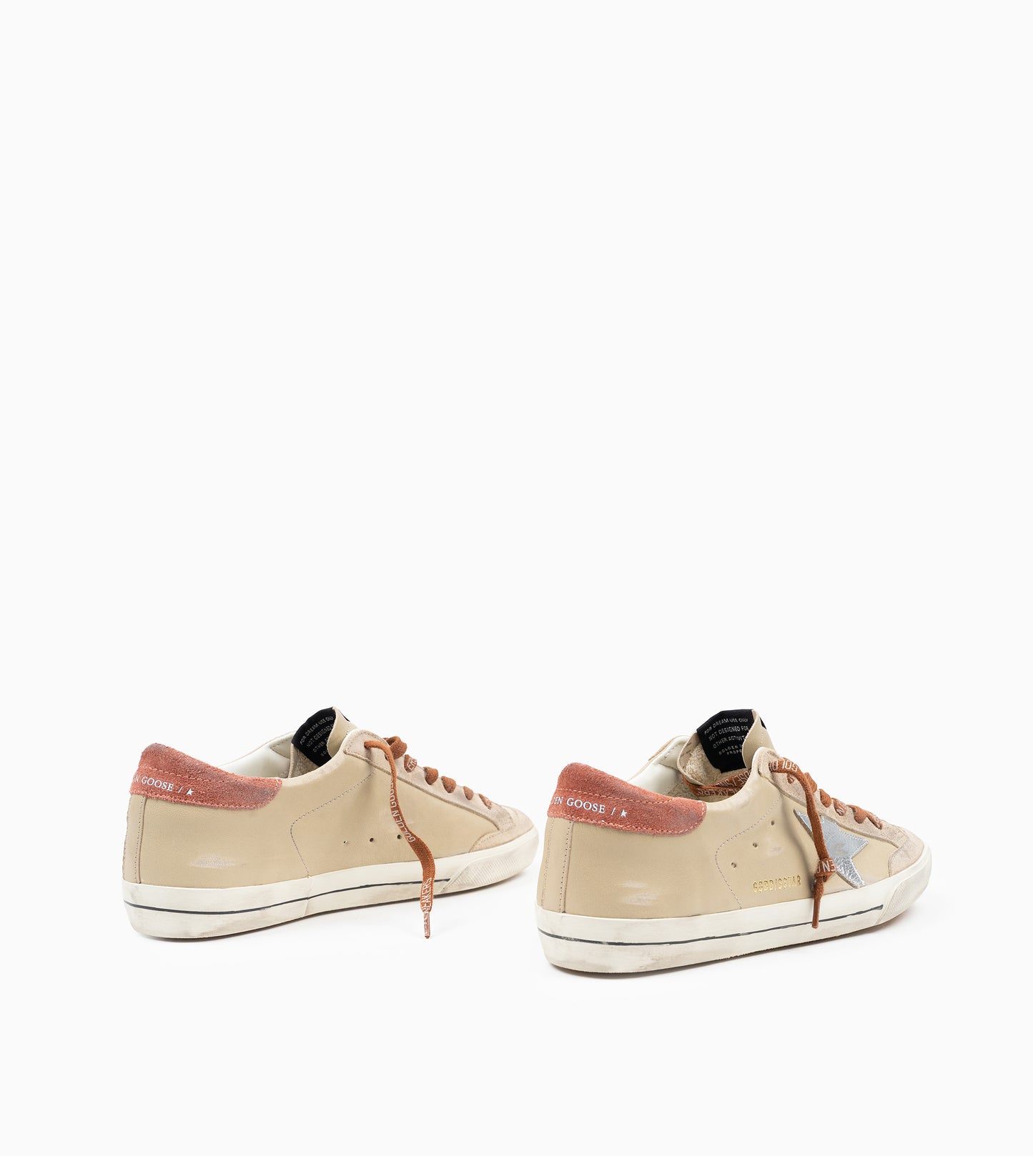 GOLDEN GOOSE Super Star Parte superior de piel y lengüeta de ante beige plateado