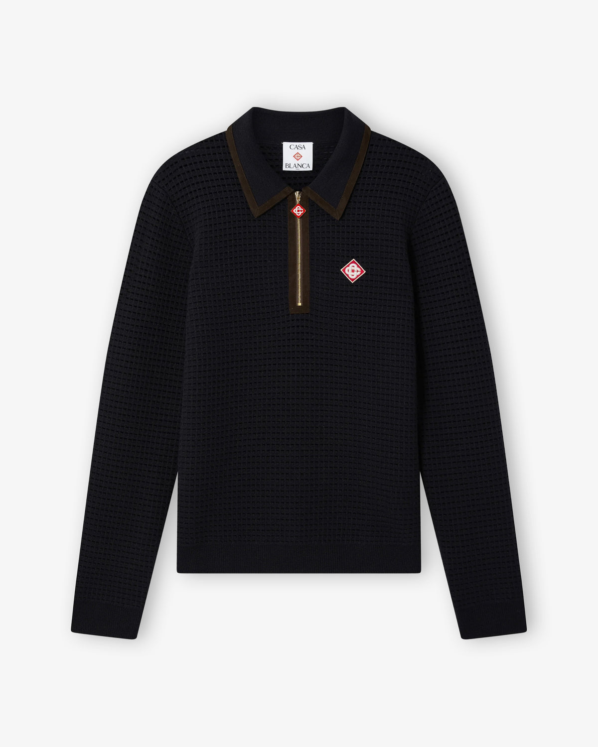 CASABLANCA Waffle Stich LS Polo Shirt