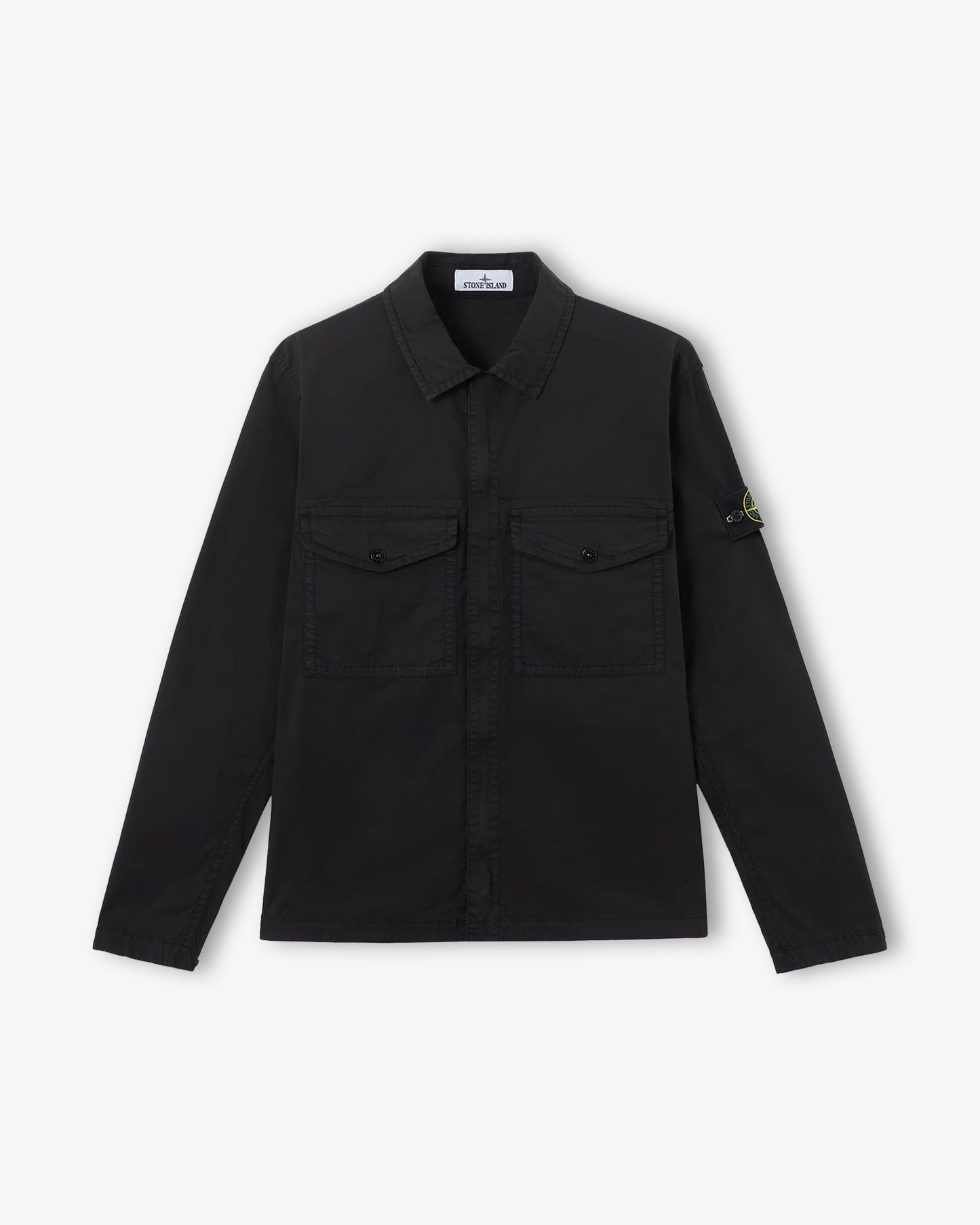 STONE ISLAND Stretch Organic Cotton Shirt Black