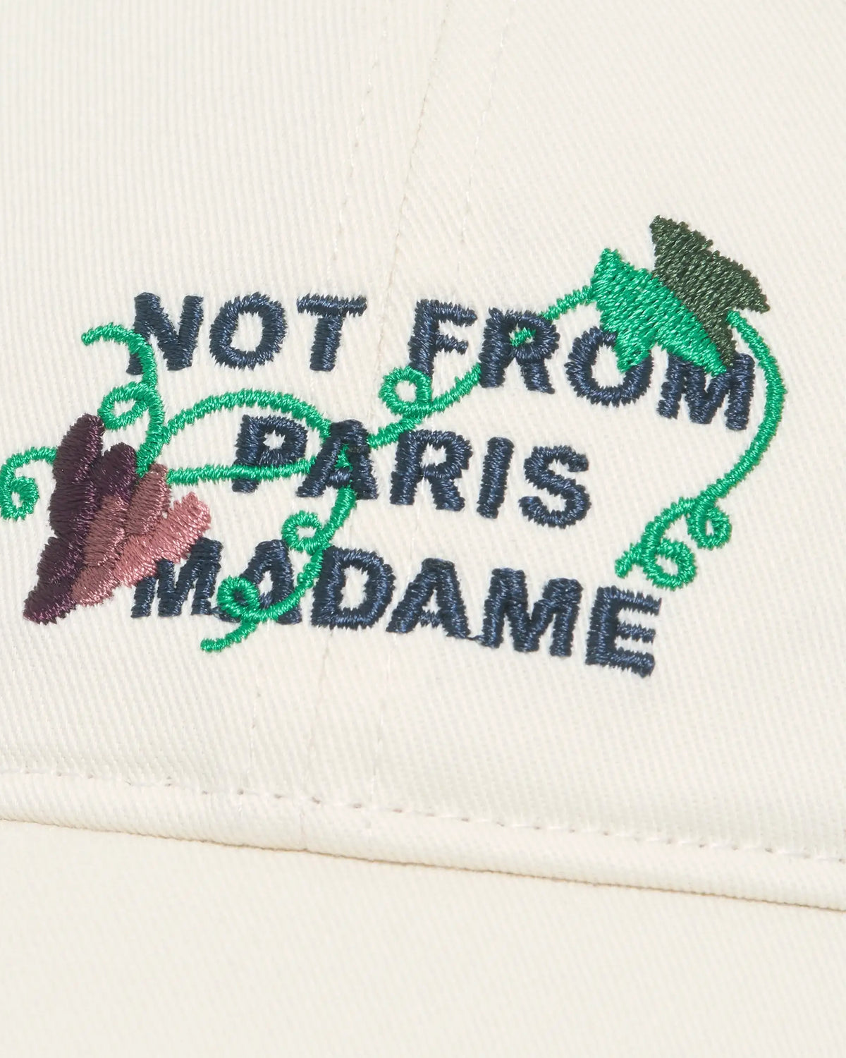 DRÔLE DE MONSIEUR Vine Embroidered Slogan Cap
