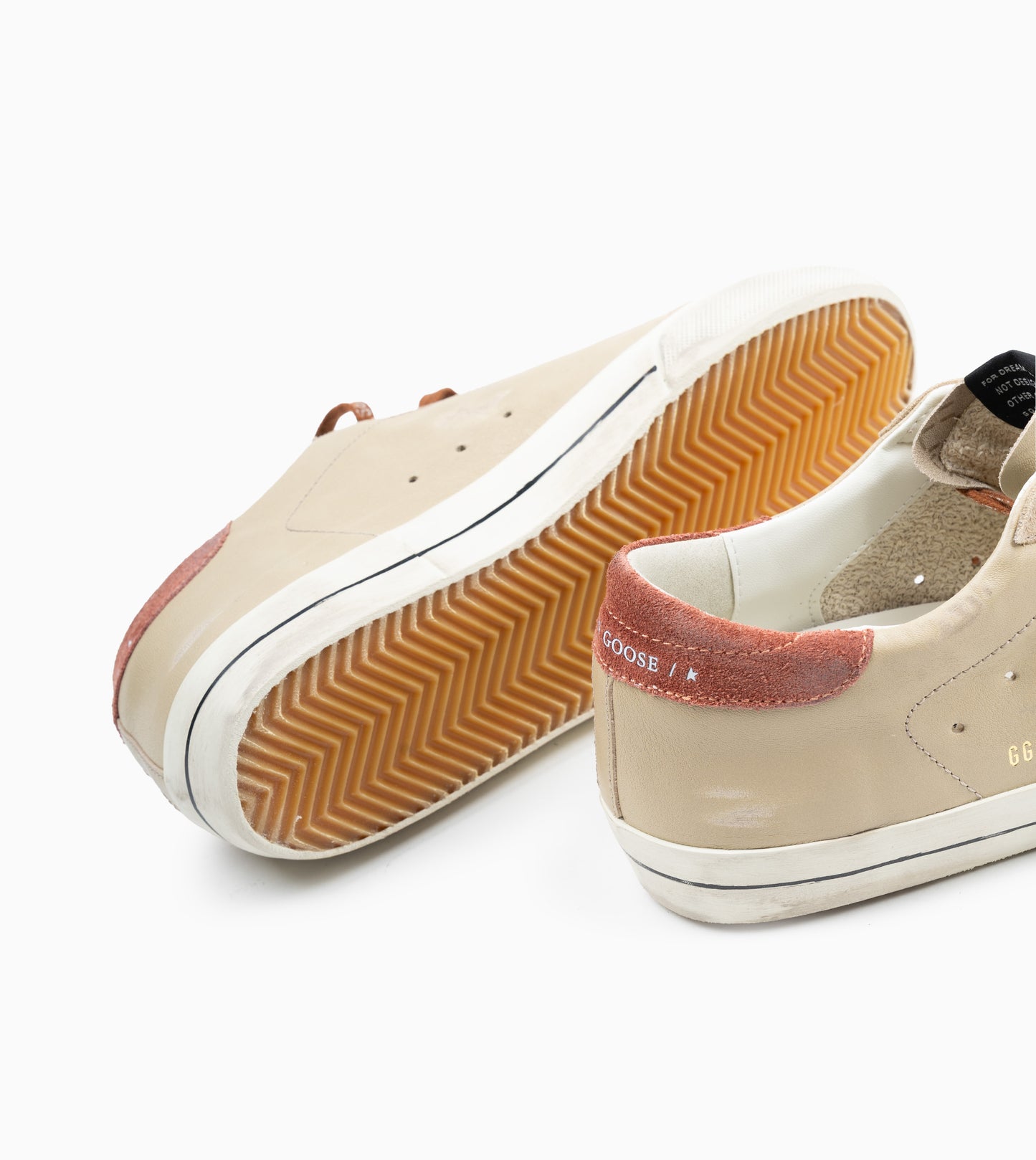 GOLDEN GOOSE Super Star Parte superior de piel y lengüeta de ante beige plateado