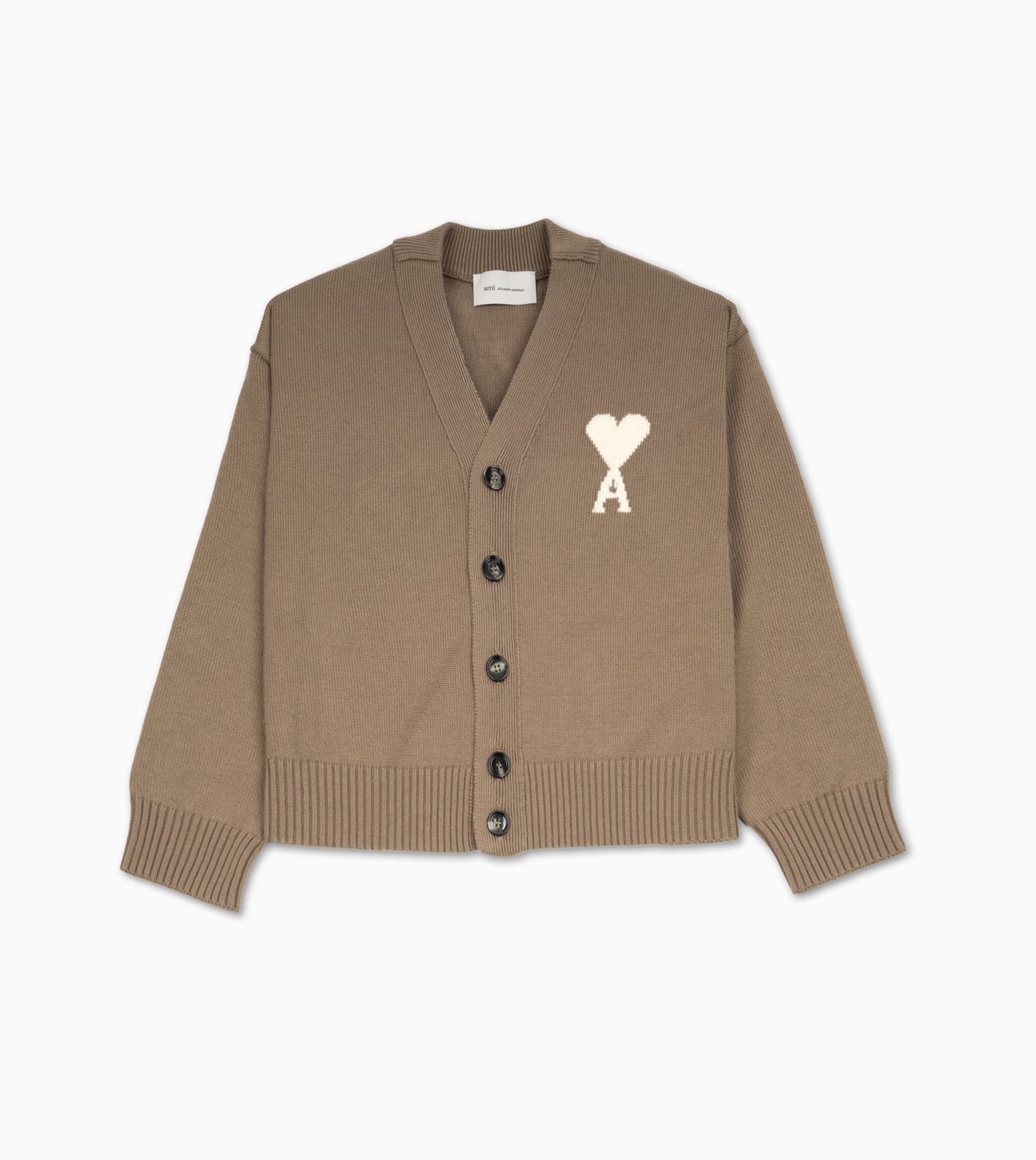 AMI PARIS Cardigan with Contrasted Ami de Coeur