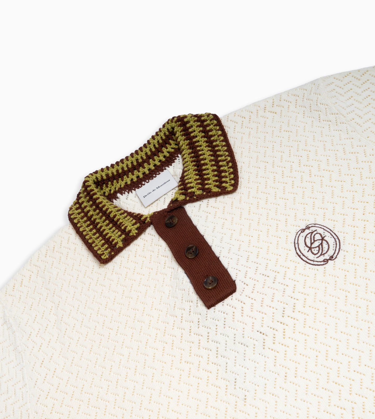 DRÔLE DE MONSIEUR Polo Maille Ajoure Blanco