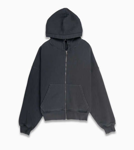 PALM ANGELS Curved Logo Zip Hoodie Black