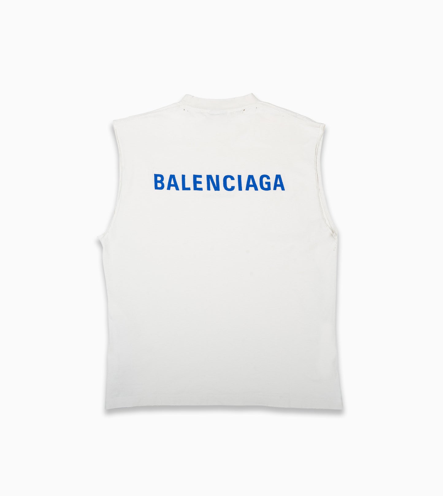 BALENCIAGA Back Sleeveless T-shirt in Dirty White/Blue